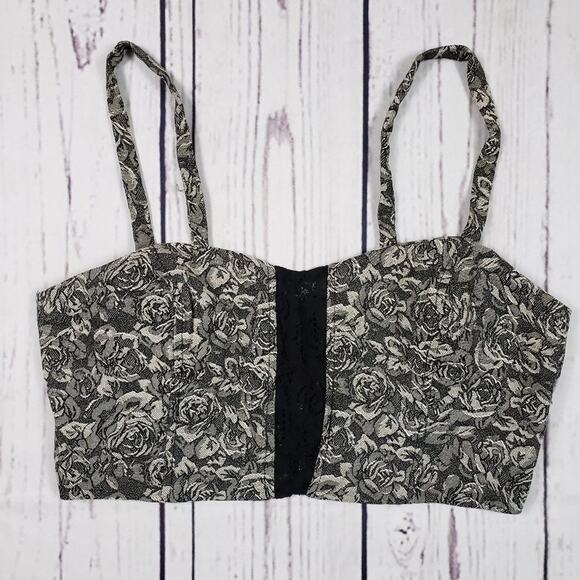 Pins and Needles Gray & Black Floral Print Bralette Women's Size Small - Picture 1 of 10